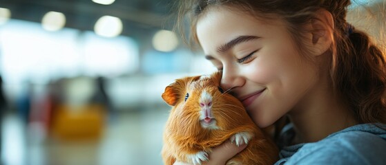 Emotional Airport Farewell Teenager Saying Goodbye to Pet Guinea Pig with Heartfelt Emotions