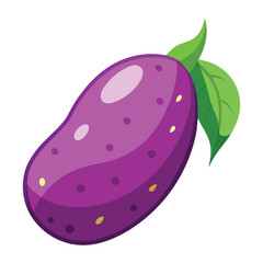 illustration of an testy purple fruit with leaf isolated on white background