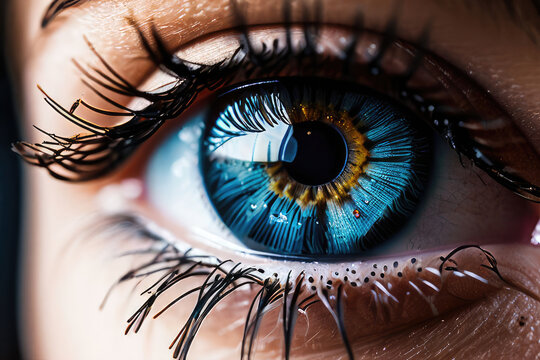 Female model with beautiful eye with makeup.