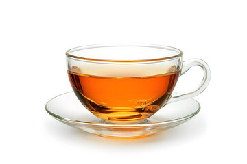 Glass tea cup isolated on white background