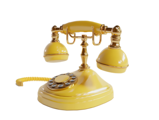 a yellow telephone with two handsets