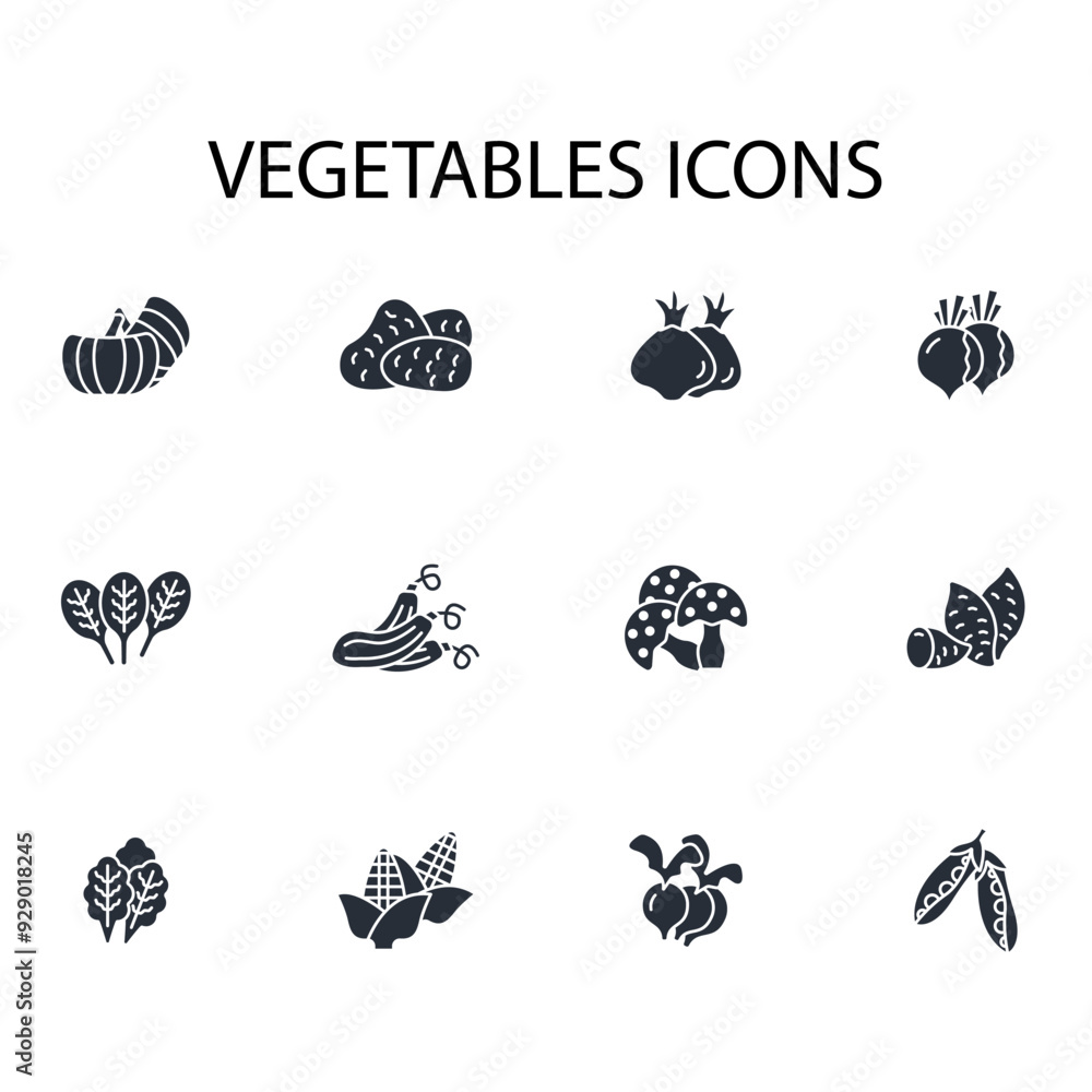 Poster vegetables icon set.vector.editable stroke.linear style sign for use web design,logo.symbol illustra