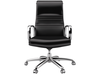 a black office chair with chrome wheels