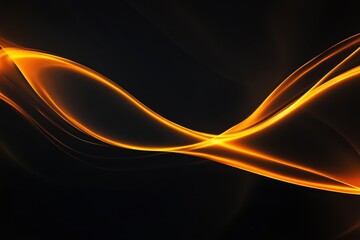 Abstract shiny color gold wave light effect illustration. Magic golden luminous glow design element on dark background, orange and yellow luminosity, abstract neon motion glowing wavy lines