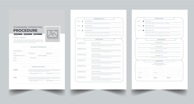 Standard Operating Procedure Design layout Template With 3 page concept Accents