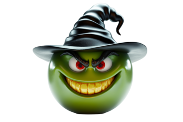 a green ball with a person hat