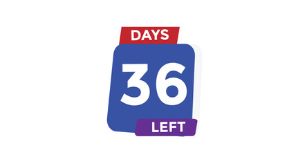 36 days left Countdown number banner templates. time icon. Vector Illustration 
