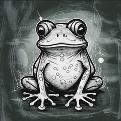 Black and white illustration design of frog animal, for wall hanging, poster, tshirt