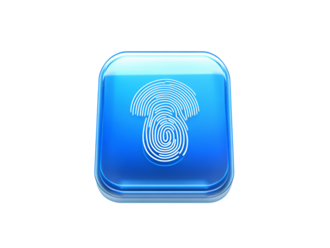 a blue square with a fingerprint on it