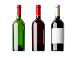 a group of wine bottles