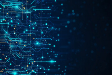 Fototapeta premium A blue and black image of a circuit board with many small squares and dots