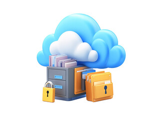 a cloud computing storage with file folders