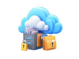 a cloud computing storage with file folders