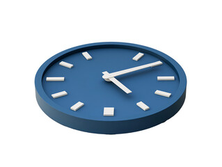 a blue clock with white hands