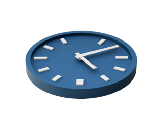 a blue clock with white hands