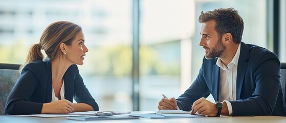 Equal Opportunity in Action Female and Male Managers Collaborating on a Performance Review