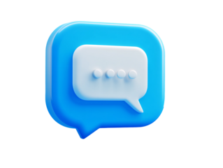 a white and blue chat bubble