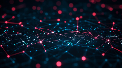 A computer generated image of a network of lines and dots