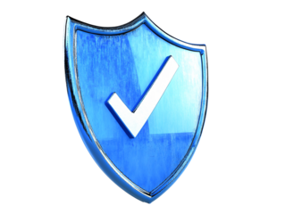 a blue shield with a check mark