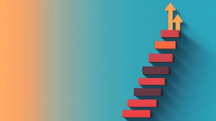 Abstract 3D Staircase with Two Arrows Pointing Upwards