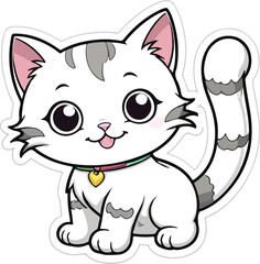 Obraz premium cute and happy cat sticker vector design