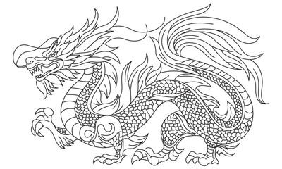 Dragon line art style vector illustration eps 10