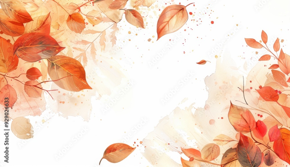 Poster autumn background with watercolor leaves and white space for text, beautiful autumn background with 