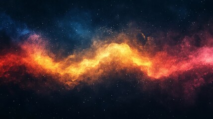 Obraz premium Grainy gradient background blue pink yellow abstract glowing color wave black dark backdrop noise texture.