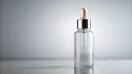 Fototapeta premium Frosted glass serum bottle with a dropper for skincare products , beauty, skincare, cosmetic, hygiene, serum, liquid, dropper