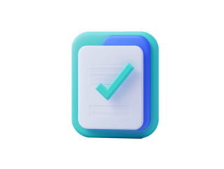 a blue and white check mark on a paper