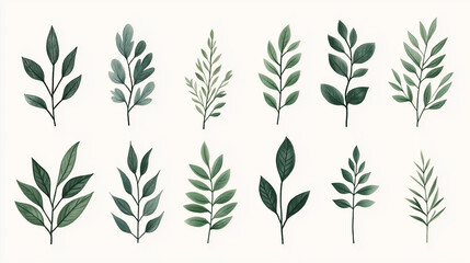 Fototapeta premium A green leafy background with a white background