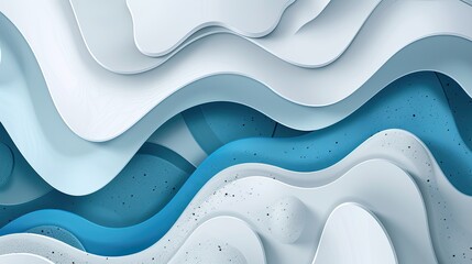 Abstract Paper Cutout Waves with Blue Tones