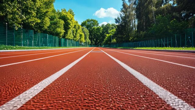 Camera moving forward on empty running track