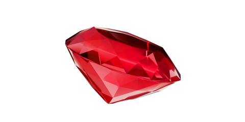 Ruby Gem on transparent background, red gemstone diamond isolated.