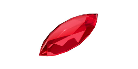 Ruby Gem on transparent background, red gemstone diamond isolated.