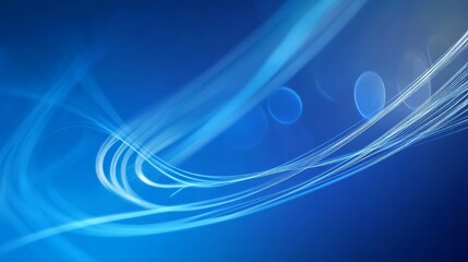 Blue abstract technology data wavy lines in holographic style