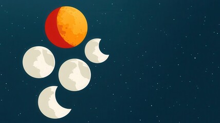 Fototapeta premium Moon phases with focus on supermoon, astronomy infographic, flat design illustration