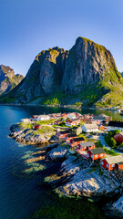 Hamnoy Reine, Lofoten Islands, Norway, Picturesque Fishing Village and Majestic Mountains