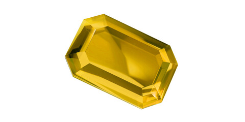 Topaz Gem on transparent background, yellow gemstone diamond isolated.