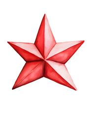 Obraz premium A red, five-pointed star with a white outline. The star is a symbol of hope, guidance, and achievement.
