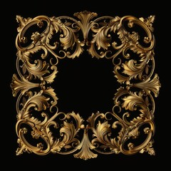 Gold frame pattern on black background