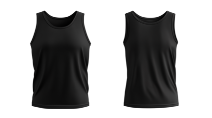 3D model plain black Tank top front and back mockup