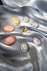 Seven chakras healing crystals. Witchcraft, herbal medicine and healing, Magic healing Rock for...