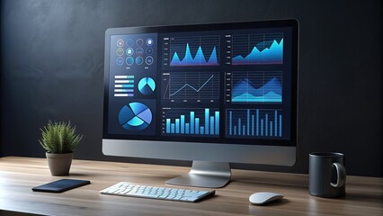 Modern minimalist computer screen displaying sleek dark-mode user interface with intuitive icons, graphs, and menus for efficient data analysis and system management.