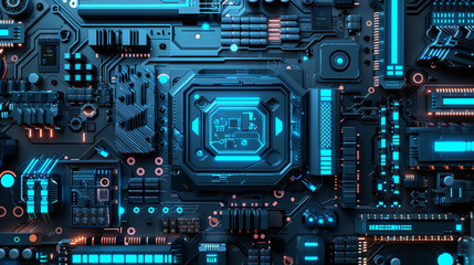 Core processor unit on main board futuristic style