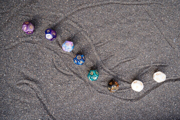 Horoscope zodiac divination dice. Fortune telling and astrology predictions charts concept, magic...