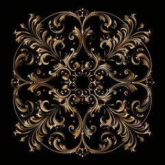 Gold frame pattern on black background.