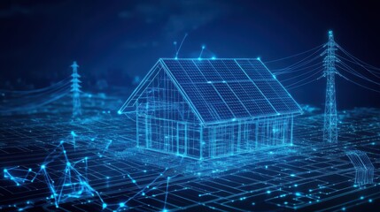 Solar panel energy storage concept smart grid outline