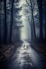 Obraz premium Footpath in an ominous forest