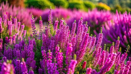 Obraz premium Vibrant purple heathers blooming amongst drought tolerant plants , purple, heathers, drought tolerant, plants